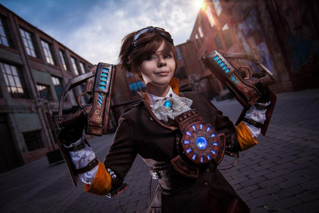Overwatch - Tracer (Steampunk) Cosplay - full body character photo
