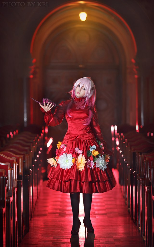 guilty crown e28093 inori yuzuriha red flower cosplay 2