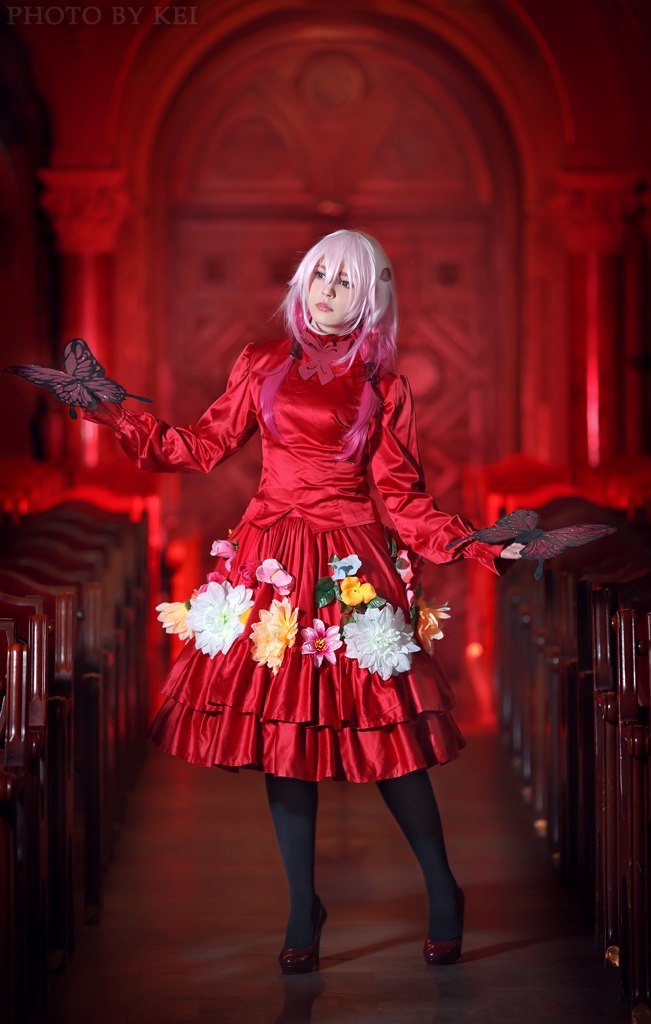 guilty crown e28093 inori yuzuriha red flower cosplay 5