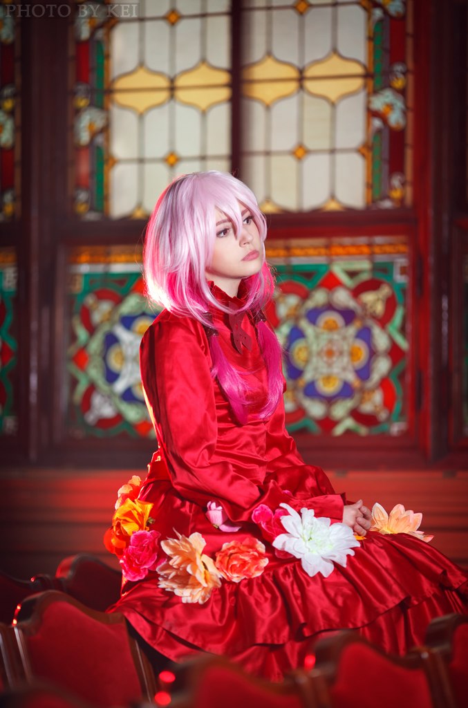 guilty crown e28093 inori yuzuriha red flower cosplay 6