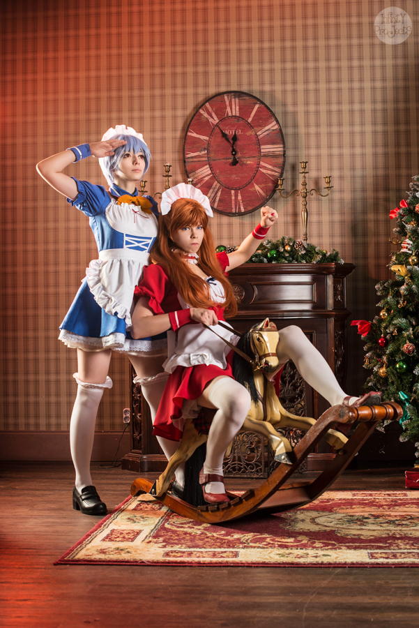 Neon Genesis Evangelion - Rei Ayanami (Maid) Cosplay - full body port.