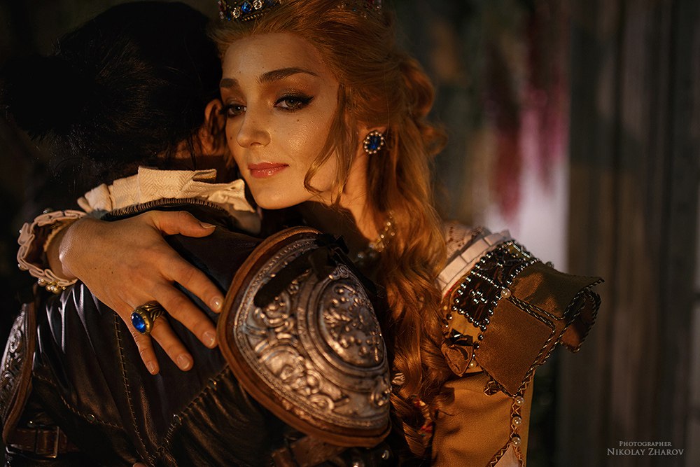 The Witcher 3 - Wild Hunt - Blood and Wine - Sylvia Anna &amp; Geralt of Rivia &amp; Anna Henrietta Cosplay - full body port.