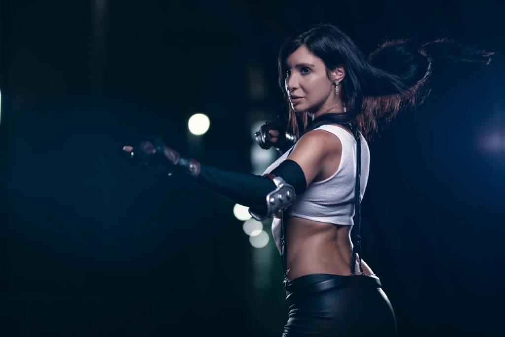 Final Fantasy 7 - Tifa Lockhart Cosplay - soft focus costume shot Final Fantasy 7 - Tifa Lockhart Cosplay - soft focus costume shot
