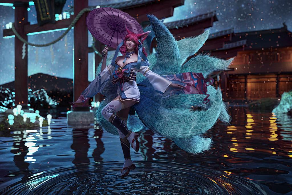 League of Legends - Ahri (The Nine-Tailed Fox) (Spirit Blossom) Cosplay character costume portrait