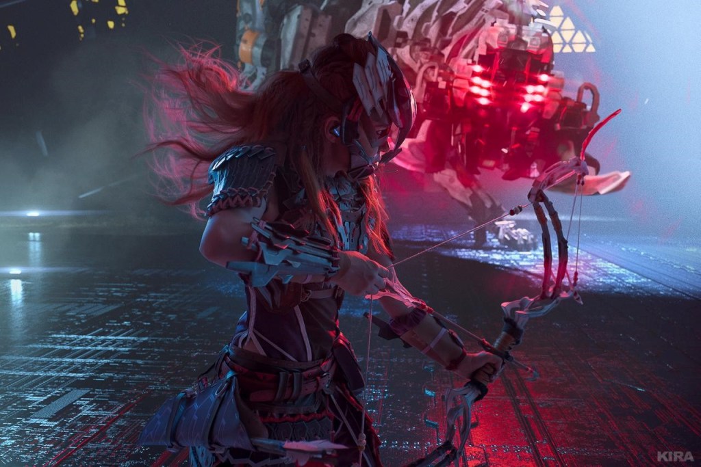 Horizon - Zero Dawn - Aloy (Shadow Stalwart) Cosplay - full length photo