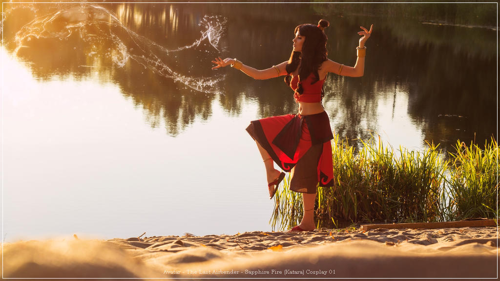 avatar the last airbender sapphire fire katara cosplay 01