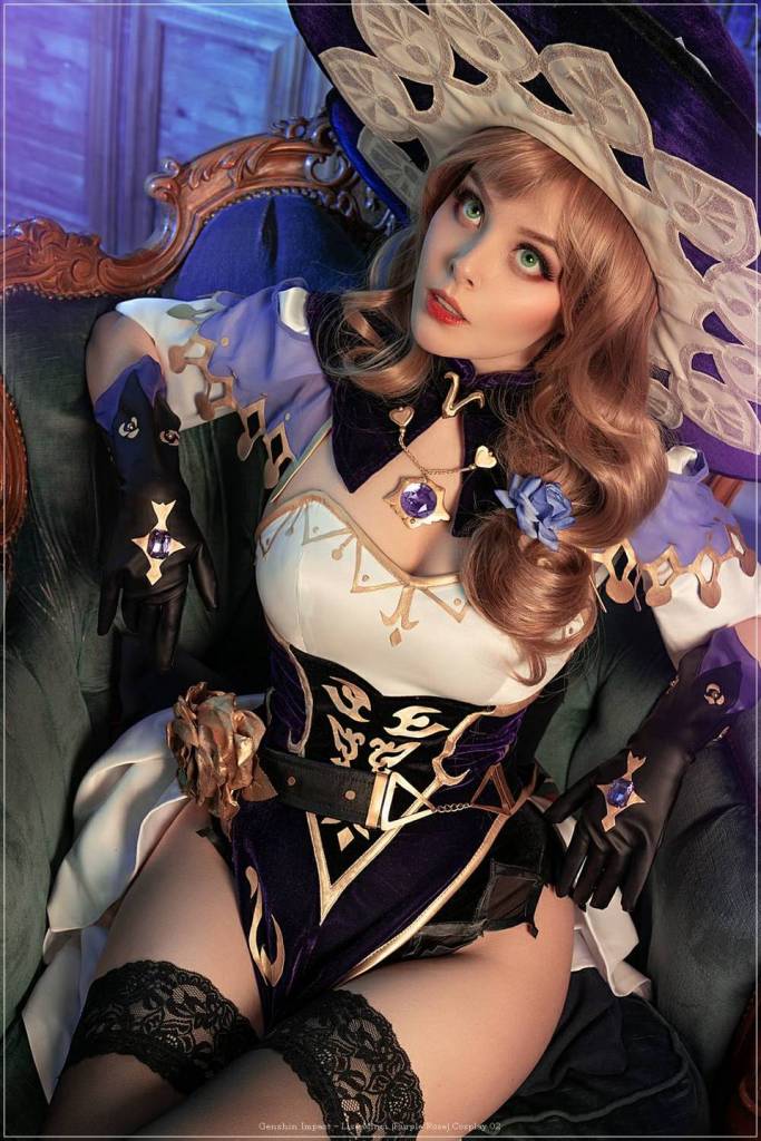 Genshin Impact - Lisa Minci (Purple Rose) Cosplay full length photo