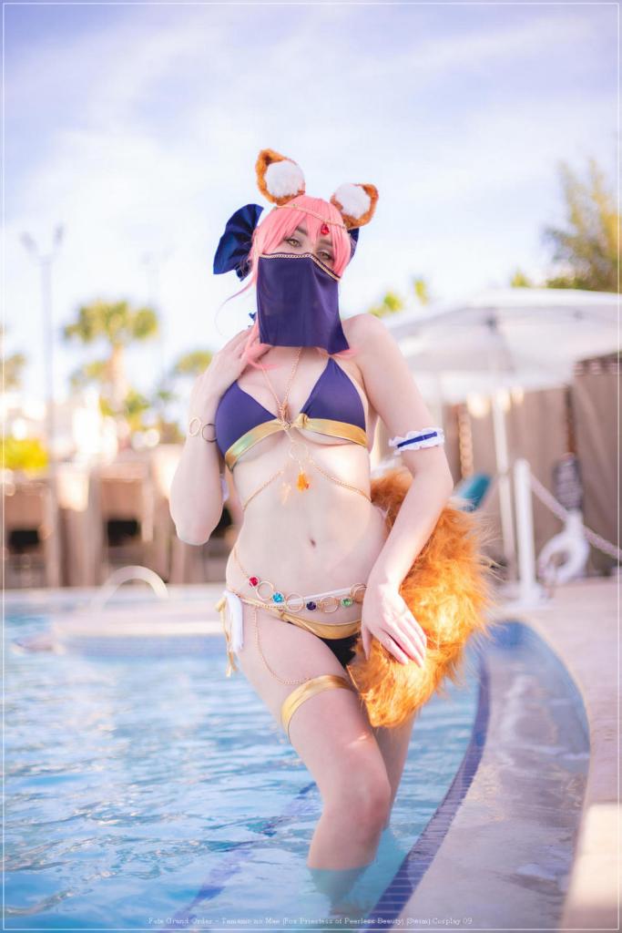 fate grand order e28093 tamamo no mae fox priestess of peerless beauty swim cosplay 09 1