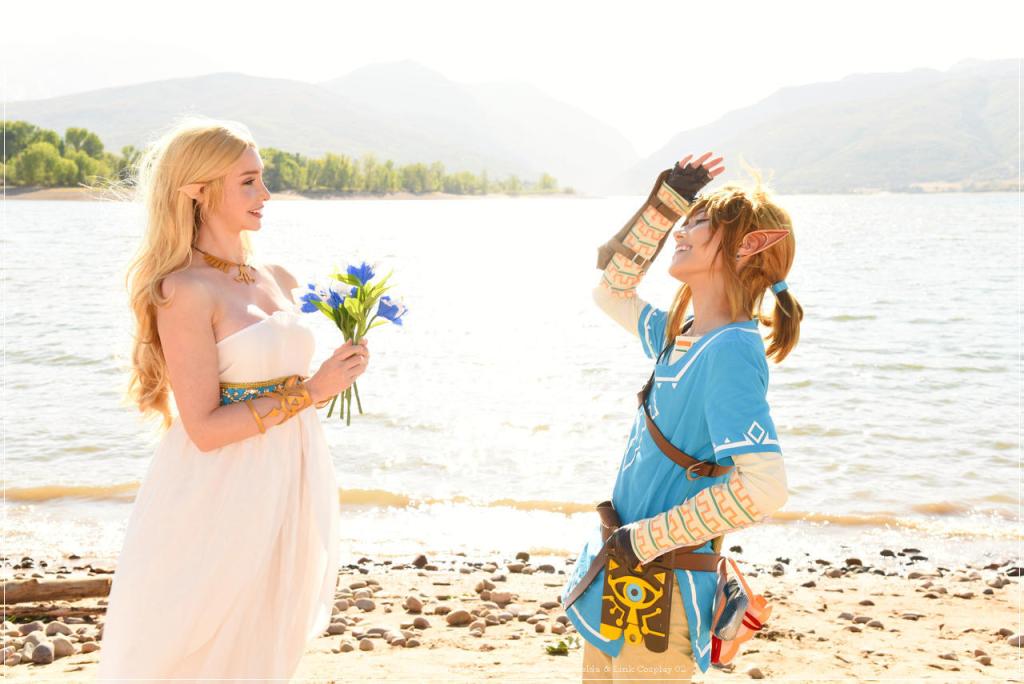The Legend of Zelda - Breath of the Wild - Princess Zelda &amp; Link Cosplay - anime costume