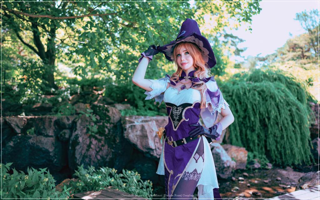 Genshin Impact - Lisa Minci (Purple Rose) Cosplay - expressive portrait