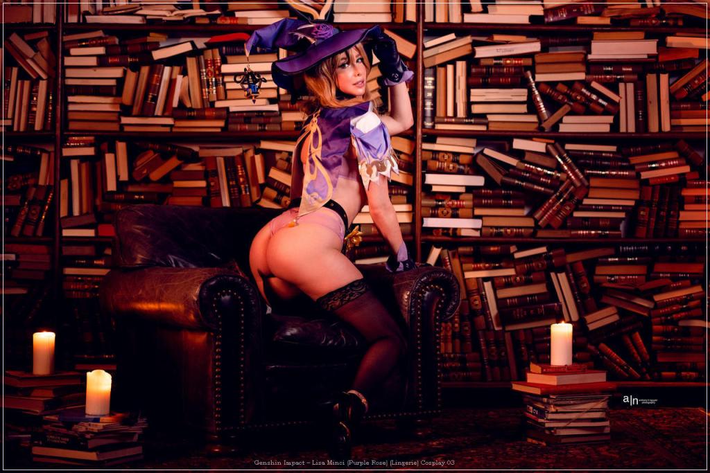 Genshin Impact - Lisa Minci (Purple Rose) (Lingerie) Cosplay - sophisticated portrait