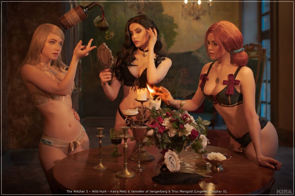 the witcher 3 e28093 wild hunt e28093 keira metz yennefer of vengerberg triss merigold lingerie cosplay 01