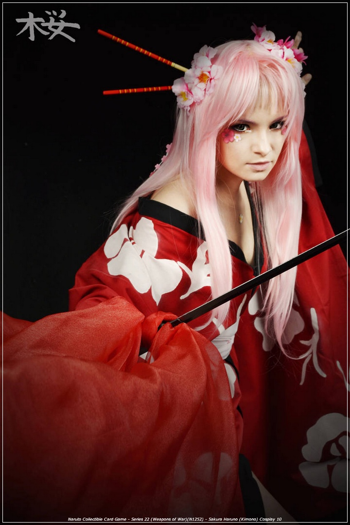 Naruto Collectible Card Game - Series 22 (Weapons of War)(N1252) - Sakura Haruno (Kimono) Cosplay - light aesthetic