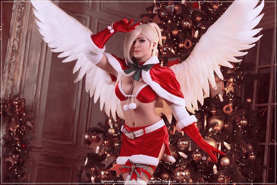 Overwatch – Mercy Angela Ziegler Christmas Cosplay 01