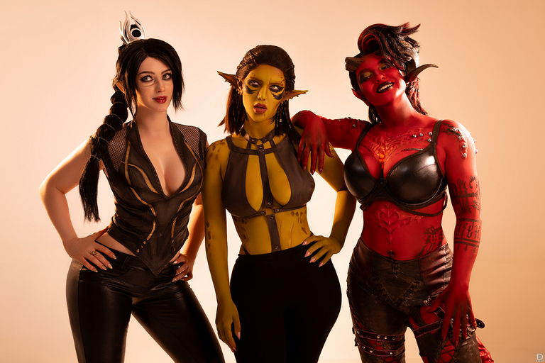 Baldurs Gate 3 - Shadowheart (Jenevelle Hallowleaf) &amp; Laezel of Creche Kliir &amp; Karlach Cliffgate (Lingerie) Cosplay - design showcase