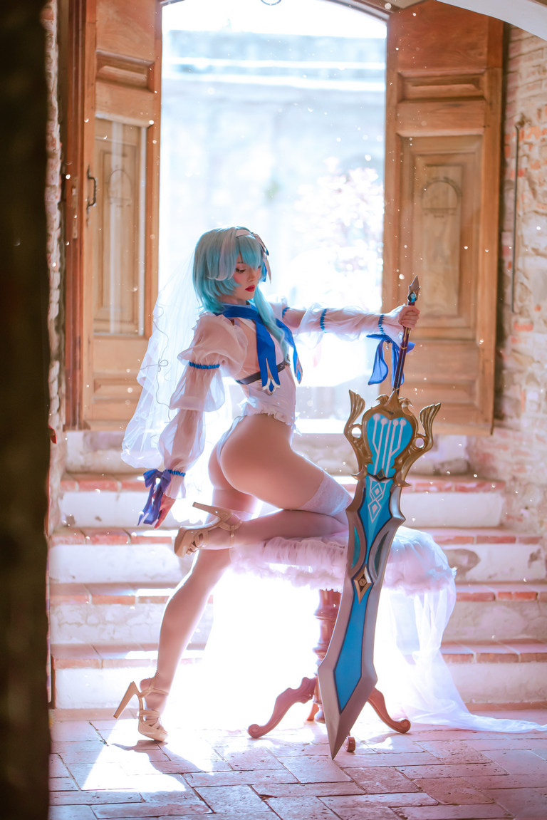Genshin Impact - Eula Lawrence (Bride) (Wavecrest Waltz) (Lingerie) Cosplay - erotic study