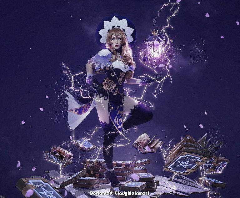 Genshin Impact - Lisa Minci (Purple Rose) Cosplay - expressive portrait