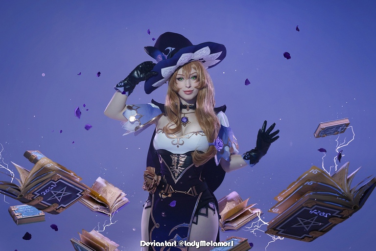 Genshin Impact - Lisa Minci (Purple Rose) Cosplay - soft focus shot