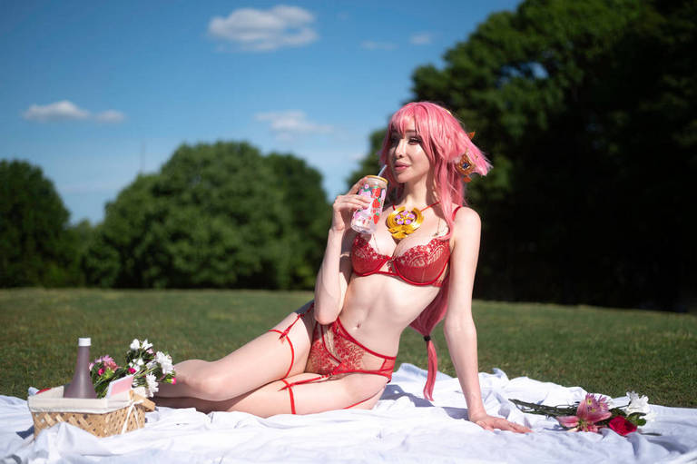 Genshin Impact - Yae Miko (Astute Amusement) (Lingerie) Cosplay - suggestive shot