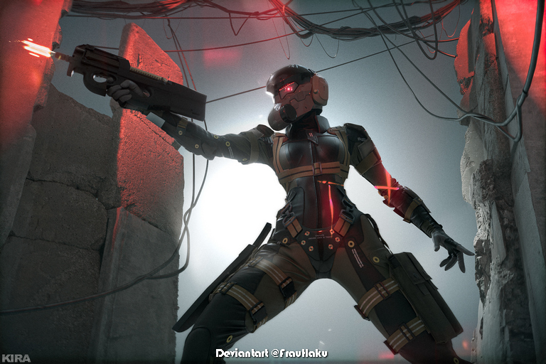 Metal Gear Solid 4 - Guns of the Patriots - Haven Trooper (FROGS) Cosplay - full length photo