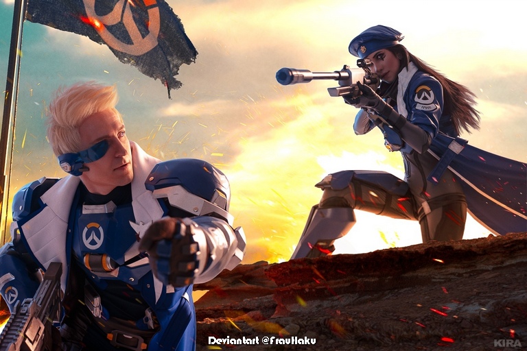 Overwatch - Ana Amari (Captain) & Soldier 76 (Strike Commander Morrison) Cosplay - full body port. Overwatch - Ana Amari (Captain) & Soldier 76 (Strike Commander Morrison) Cosplay - full body port.