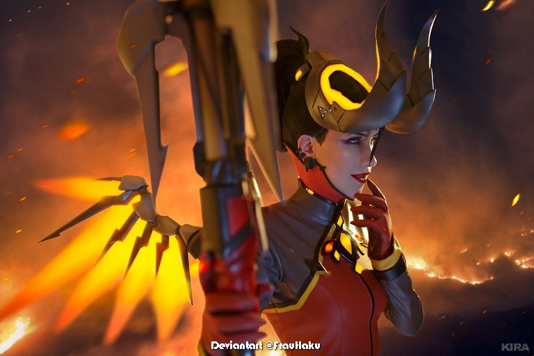 Overwatch - Mercy (Angela Ziegler) (Devil) Cosplay - full length photo Overwatch - Mercy (Angela Ziegler) (Devil) Cosplay - full length photo