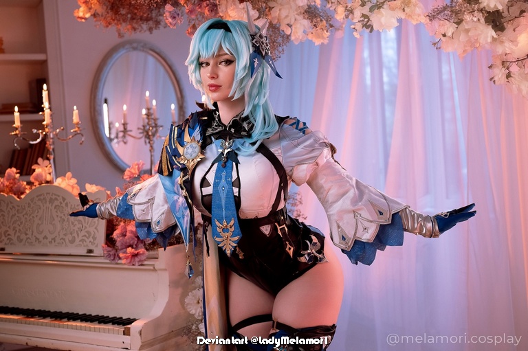 Genshin Impact - Eula Lawrence (Dance of the Shimmering Wave) (Wavecrest Waltz) Cosplay - soft focus shot
