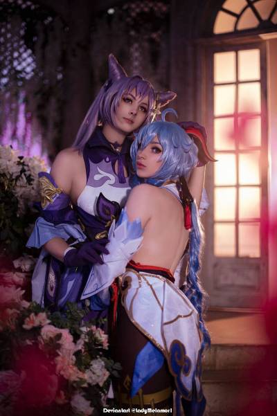 Genshin Impact - Ganyu (Plenilune Gaze) (Frostdew Trail) & Keqing (Driving Thunder) (Piercing Thunderbolt) Cosplay