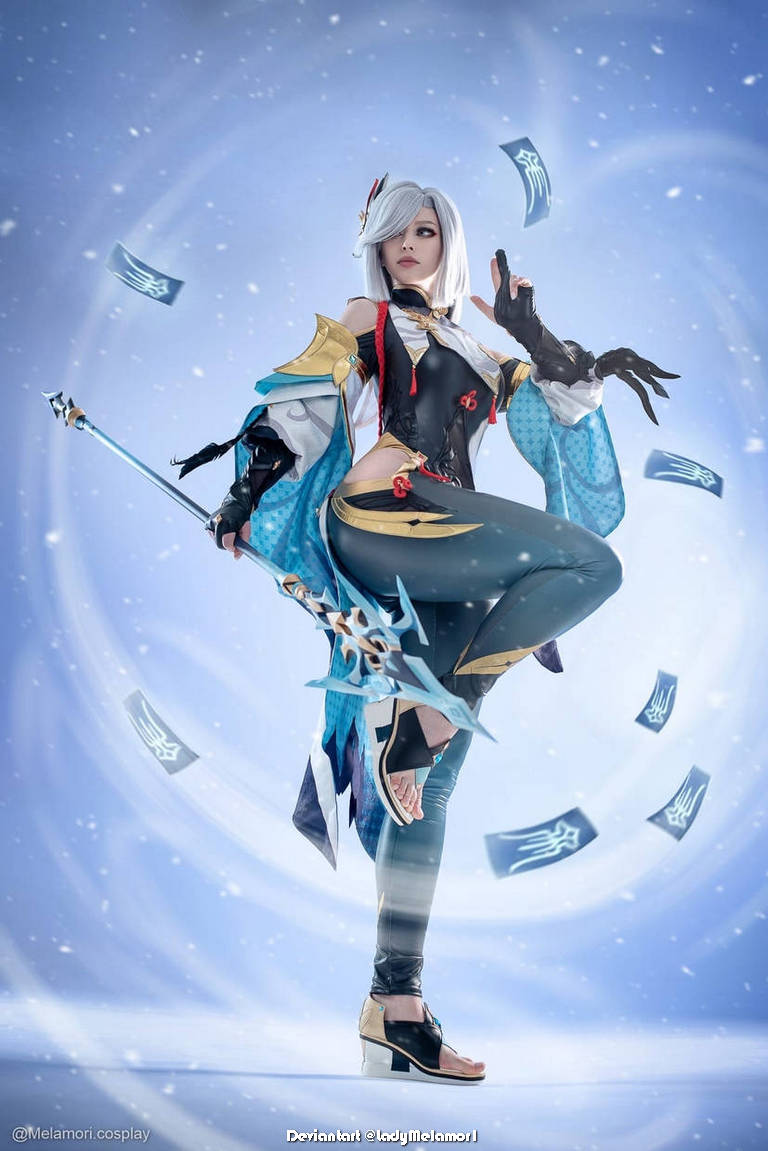 Genshin Impact - Shenhe (Lonesome Transcendence) (The Worlds Shackles) Cosplay - costume portrait Genshin Impact - Shenhe (Lonesome Transcendence) (The Worlds Shackles) Cosplay - costume portrait
