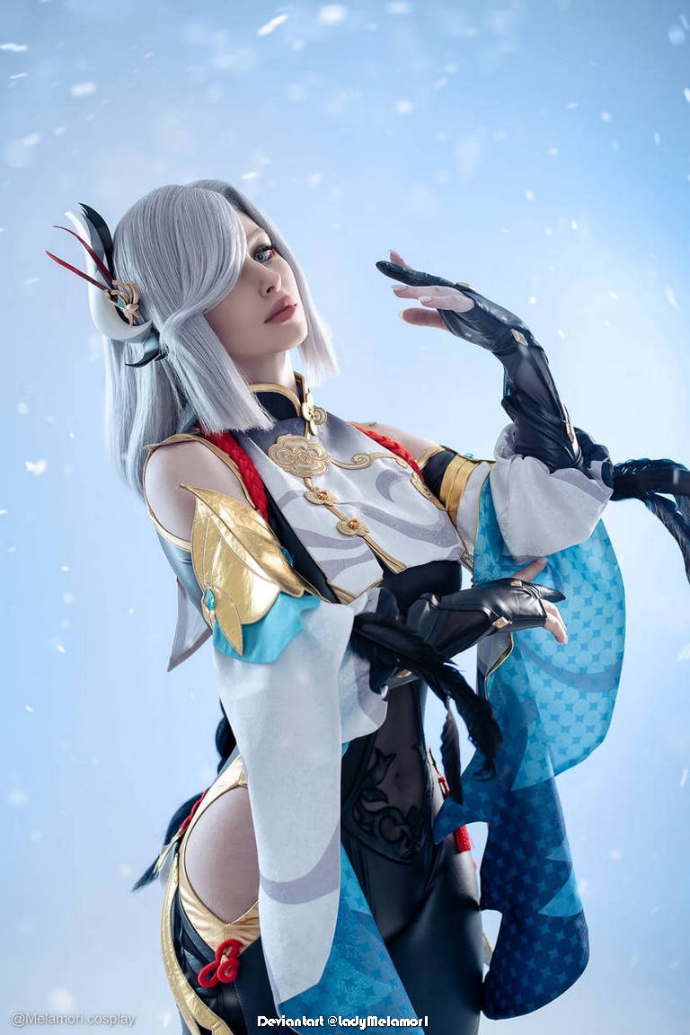 Genshin Impact - Shenhe (Lonesome Transcendence) (The Worlds Shackles) Cosplay - full length photo Genshin Impact - Shenhe (Lonesome Transcendence) (The Worlds Shackles) Cosplay - full length photo