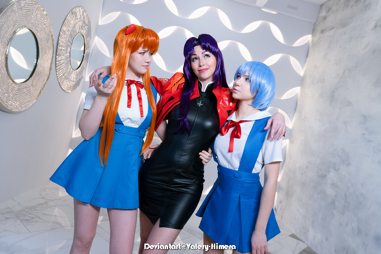 Neon Genesis Evangelion - Asuka Langley Sohryu &amp; Rei Ayanam &amp; Misato Katsuragi Cosplay - anime costume