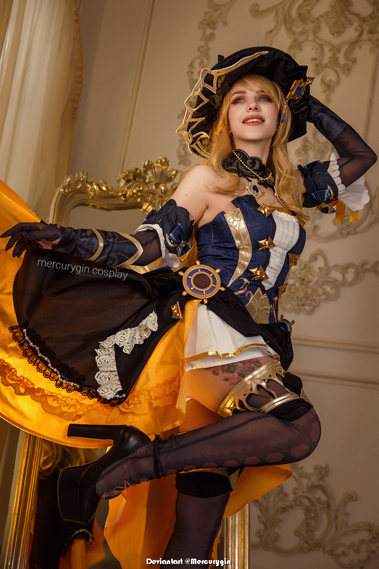 Genshin Impact - Navia (Helm of the Radiant Rose) (Yellow Velvet Salon) Cosplay