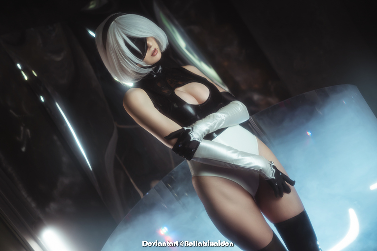 NieR AutomatA - 2B (YoRHa No.2 Type-B) (Lingerie) Cosplay - cinematic portrait