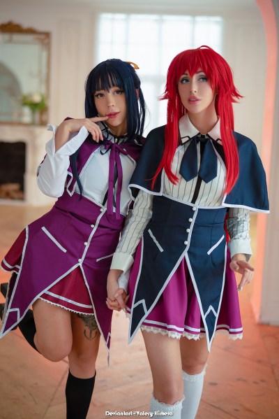 High School DxD - Rias Gremory (Crimson-Haired Ruin Princess) & Akeno Himejima (Priestess of Thunder and Light) Cosplay