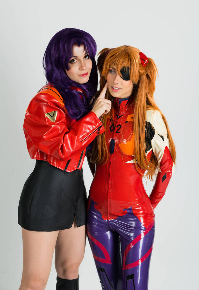 Neon Genesis Evangelion - Asuka Langley Sohryu &amp; Misato Katsuragi Cosplay - full body port.