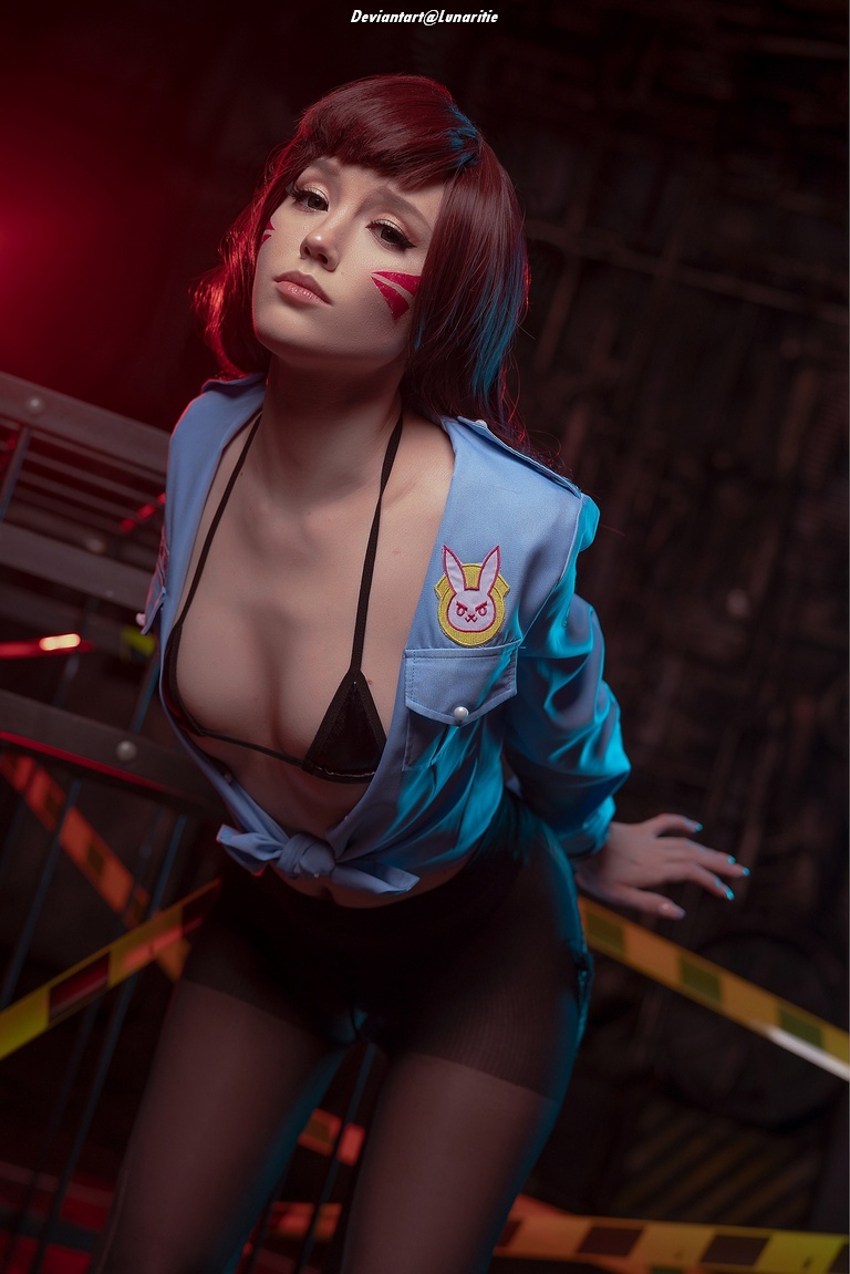 Overwatch - D.VA (Hana Song) (Officer) Cosplay - full length port.