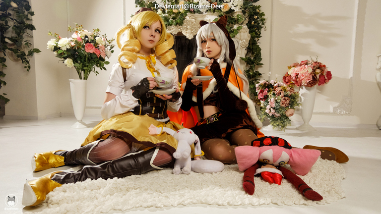 Puella Magi Madoka Magica (Madoka Magica) - Mami Tomoe & Nagisa Momoe Cosplay full body portrait