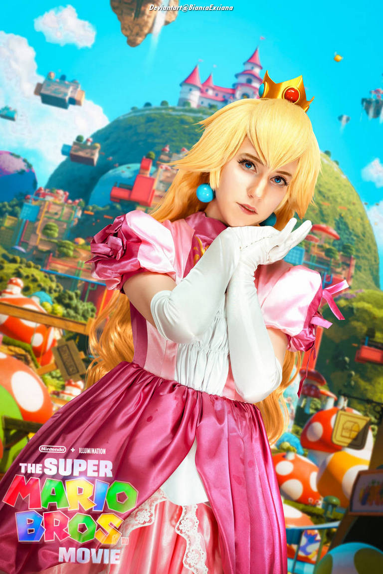 The Super Mario Bros. Movie - Princess Peach Toadstool Cosplay full body portrait