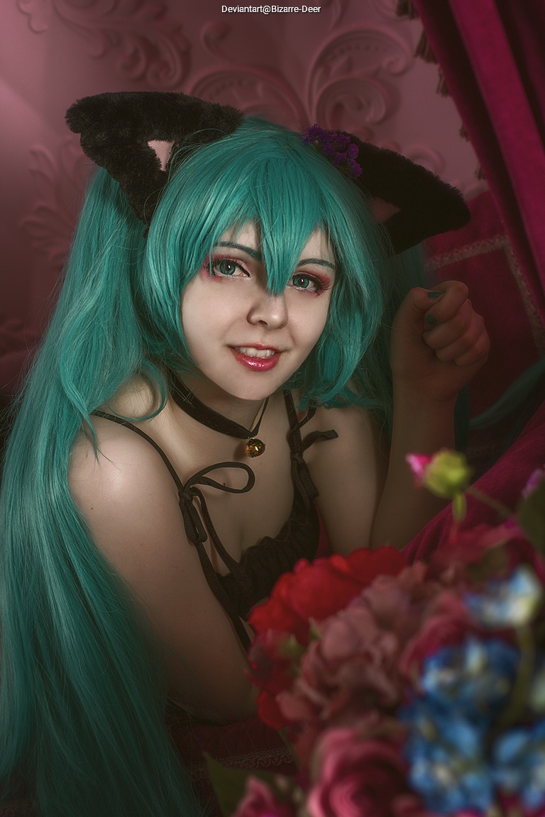 Vocaloid - Hatsune Miku (Cat) (Lingerie) Cosplay full length photo