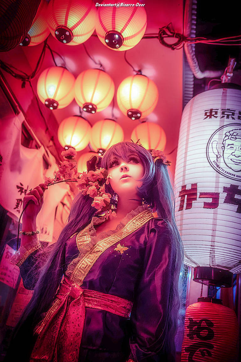 Vocaloid - Hatsune Miku (Kimono) Cosplay full length character portrait