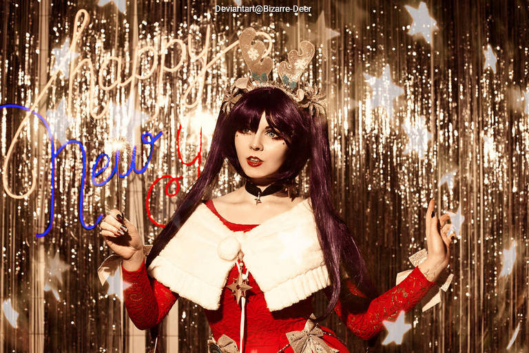 Genshin Impact - Mona (Astral Reflection) (Christmas) Cosplay full body portrait