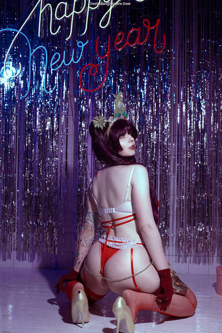 Genshin Impact - Mona (Astral Reflection) (Christmas) (Lingerie) Cosplay full length photo