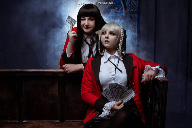Kakegurui - Compulsive Gambler - Yumeko Jabami &amp; Kirari Momobami Cosplay - full length port.