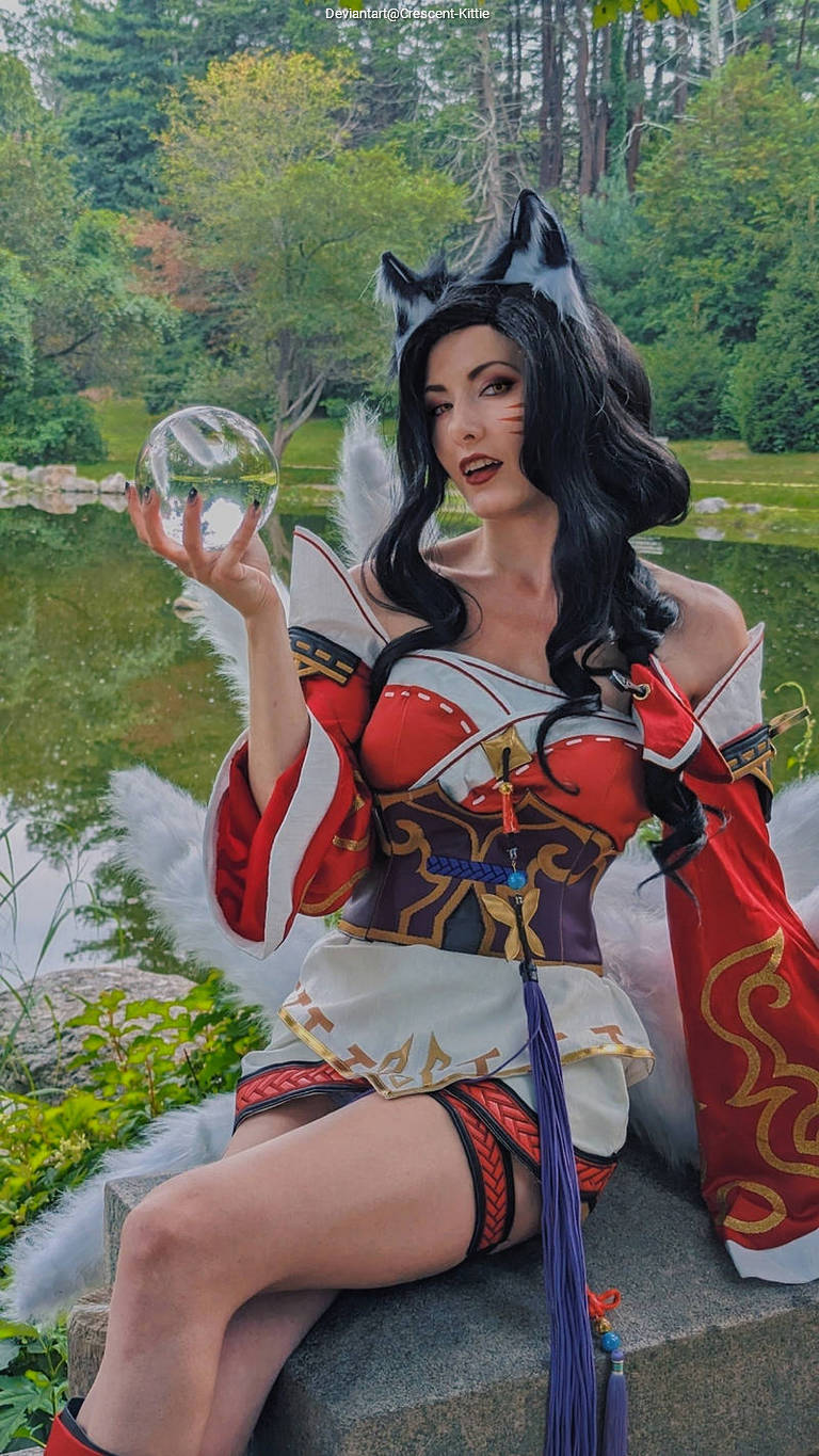 League of Legends - Ahri (The Nine-Tailed Fox) Cosplay full body portrait