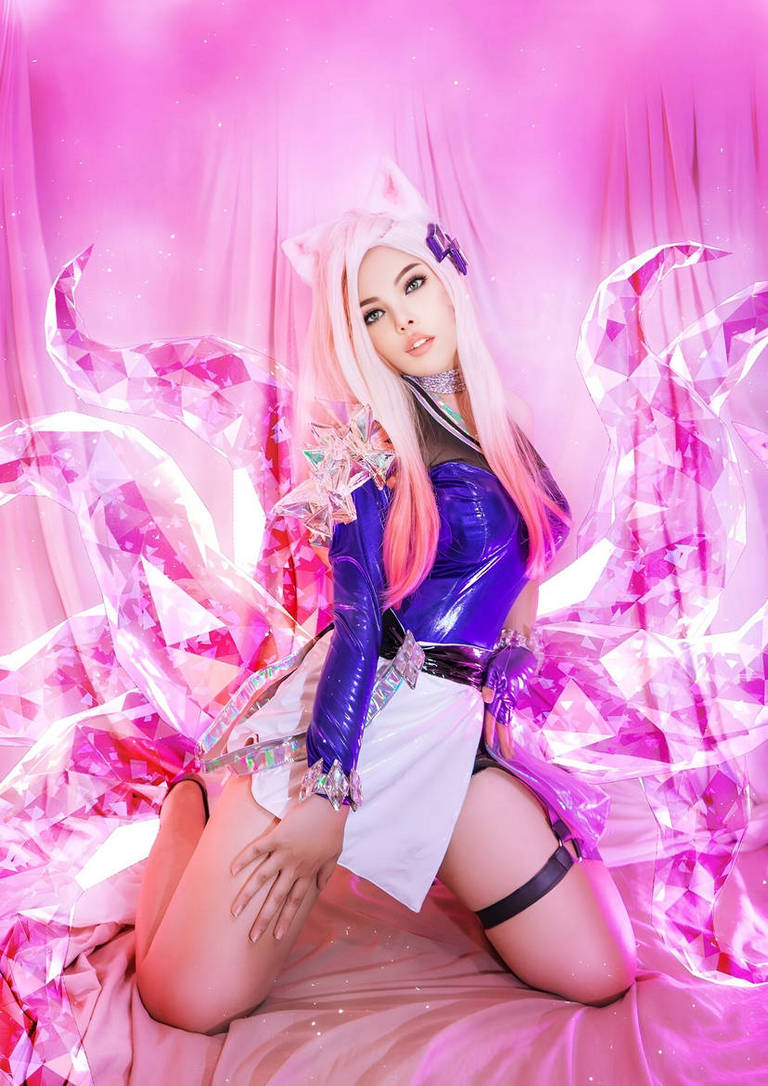 League of Legends - Ahri (The Nine-Tailed Fox) (KDA All Out) Cosplay full body portrait