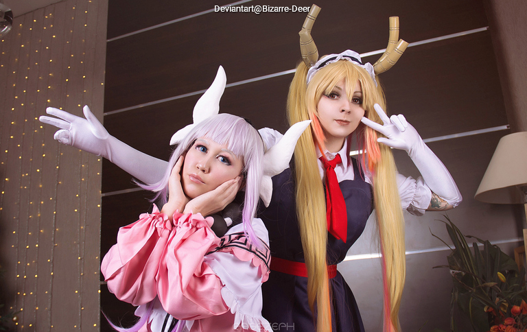 Miss Kobayashis Dragon Maid - Tohru Kobayashi & Kanna Kamui (Kanna Kobayashi) Cosplay full body portrait