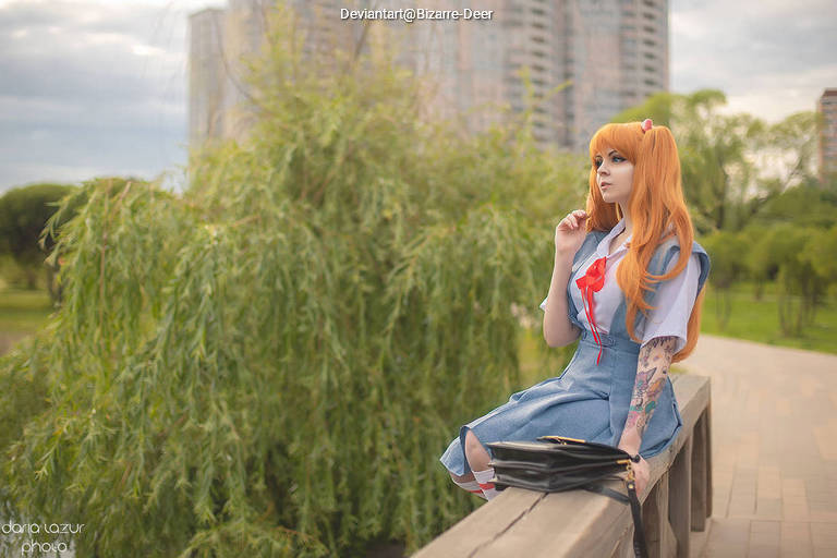 Neon Genesis Evangelion - Asuka Langley Sohryu (School) Cosplay full body portrait