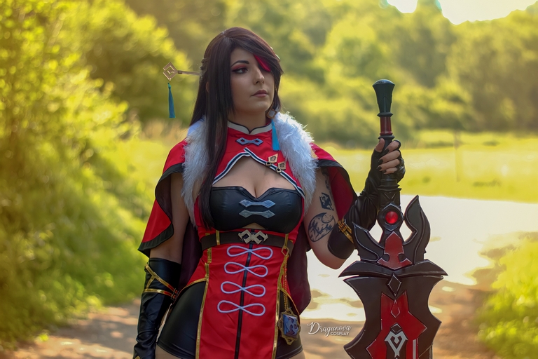 Genshin Impact - Beidou (Uncrowned Lord of the Ocean) (Rolling Waves) Cosplay full body portrait