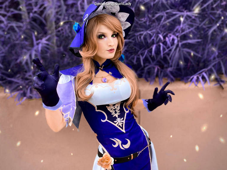 Genshin Impact - Lisa Minci (Purple Rose) Cosplay full body portrait