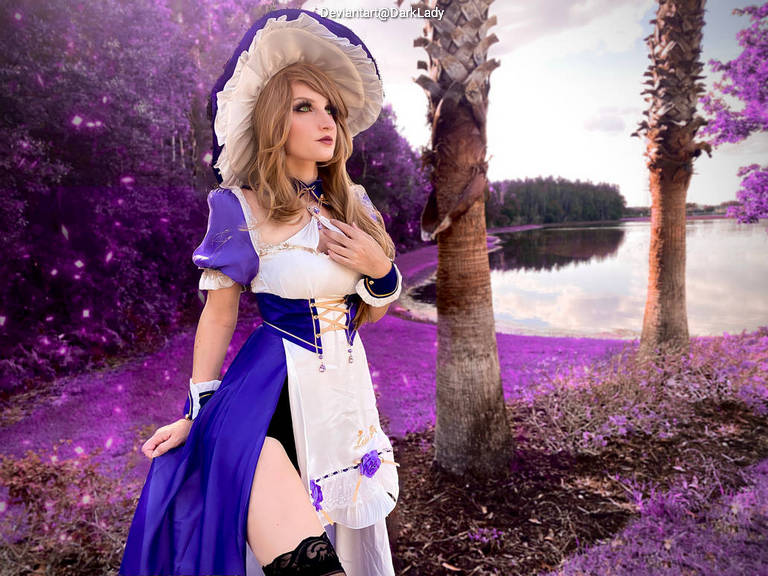 Genshin Impact - Lisa Minci (Purple Rose) Cosplay full length photo